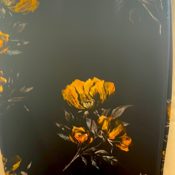 Misguided High Waisted Navy Blue & Mustard Floral Skirt - Picture 3 of 5